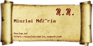Miszlai Mária névjegykártya